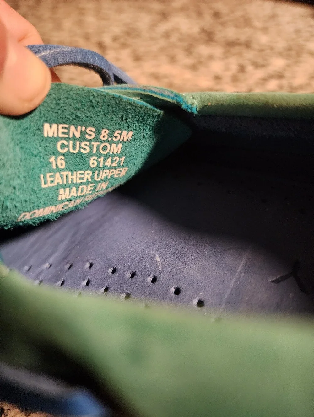 Sperry Teal Green and Navy Blue Two-Tone Leather Boat Shoes